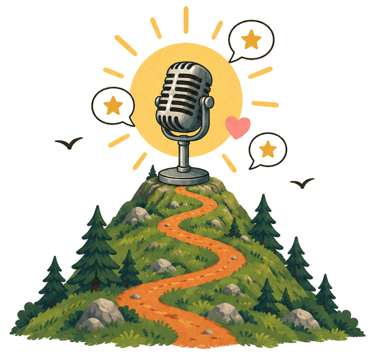 Microphone on a green hill with sunshine